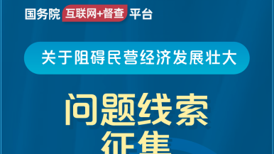 搞大奶妹水汪汪国务院“互联网+督查”平台公开征集阻碍民营经济发展壮大问题线索